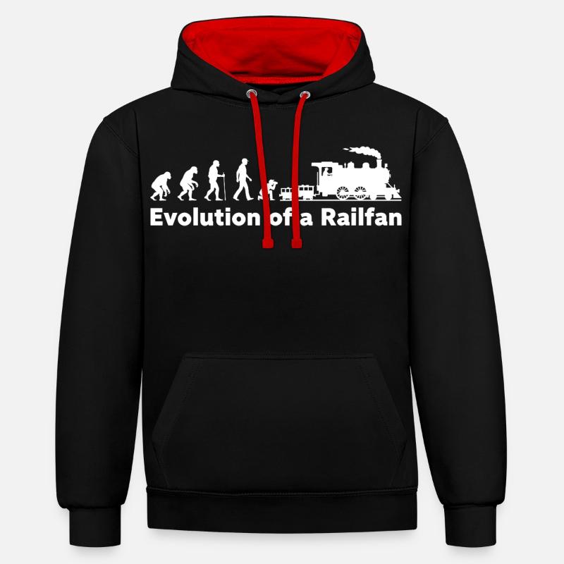 Evolution Railfan Train Locomotive - Sweat à capuche contrasté - noir/rouge