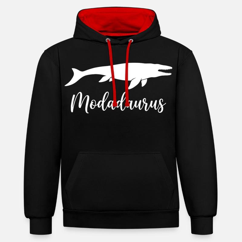 Modadaurus Mosasaurus Dinosaur Dad - Sweat à capuche contrasté - noir/rouge