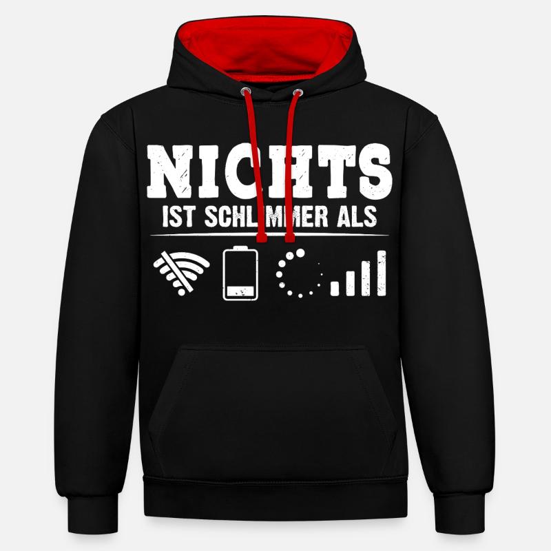 Codeur : RIEN N’EST PIRE QUE DRÔLE - Sweat à capuche contrasté - noir/rouge
