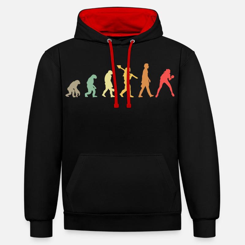 Évolution du tennis de table - Sweat à capuche contrasté - noir/rouge