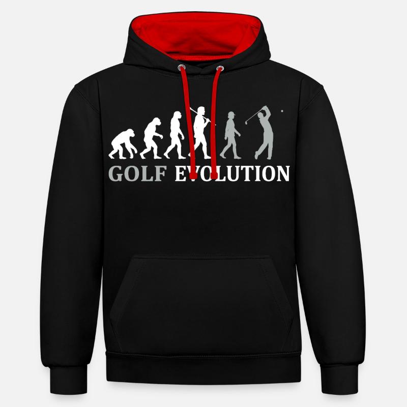 Golf Evolution – Das perfekte Golfer Geschenk - Kontrast-Hoodie - Schwarz/Rot