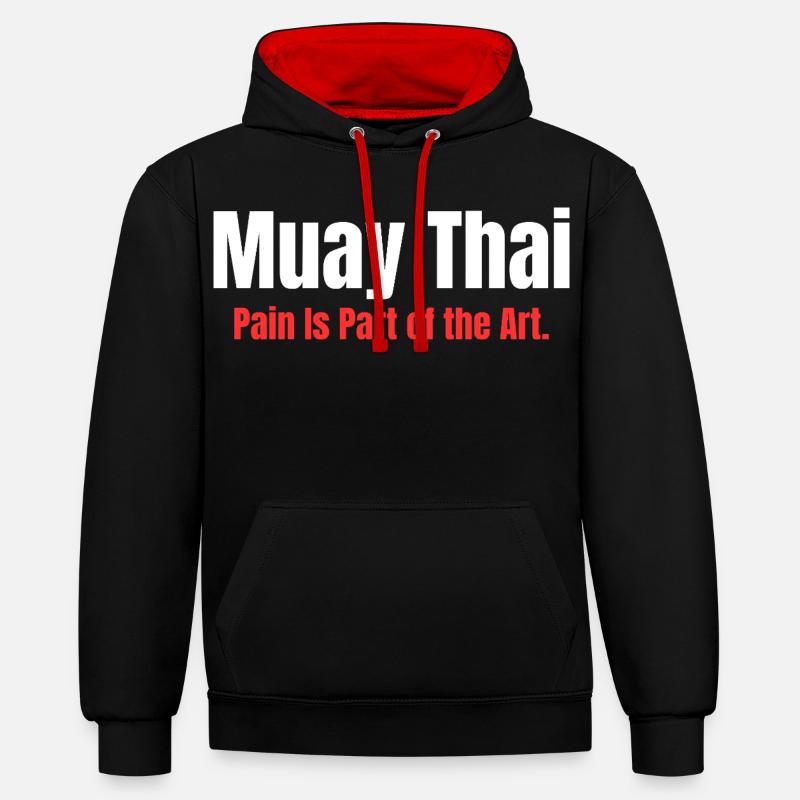 Eight Limbs. One Mind. | Muay Thai - Sweat à capuche contrasté - noir/rouge