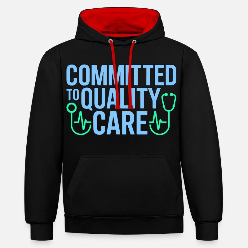 Nurse Practitioner Committed To Quality Nursing - Kontrast-Hoodie - Schwarz/Rot