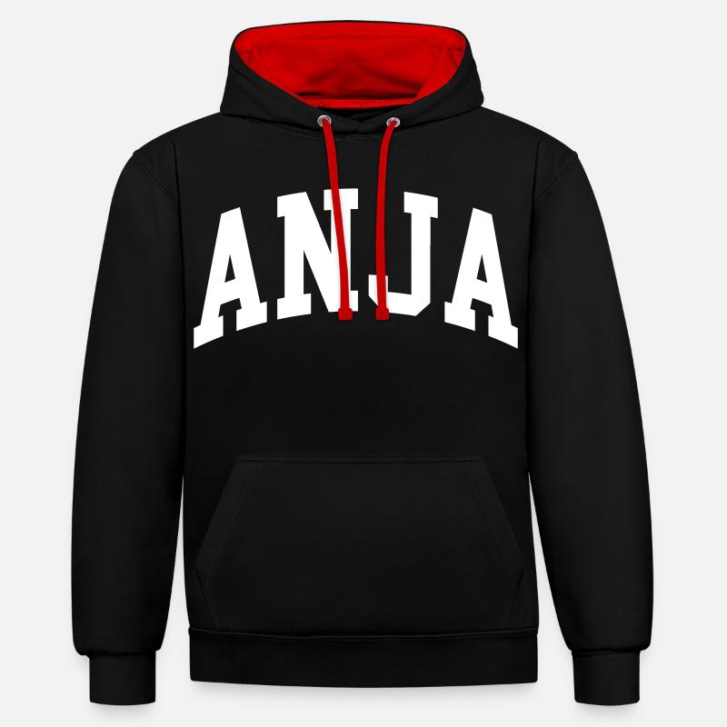 Anja - Sweat à capuche contrasté - noir/rouge