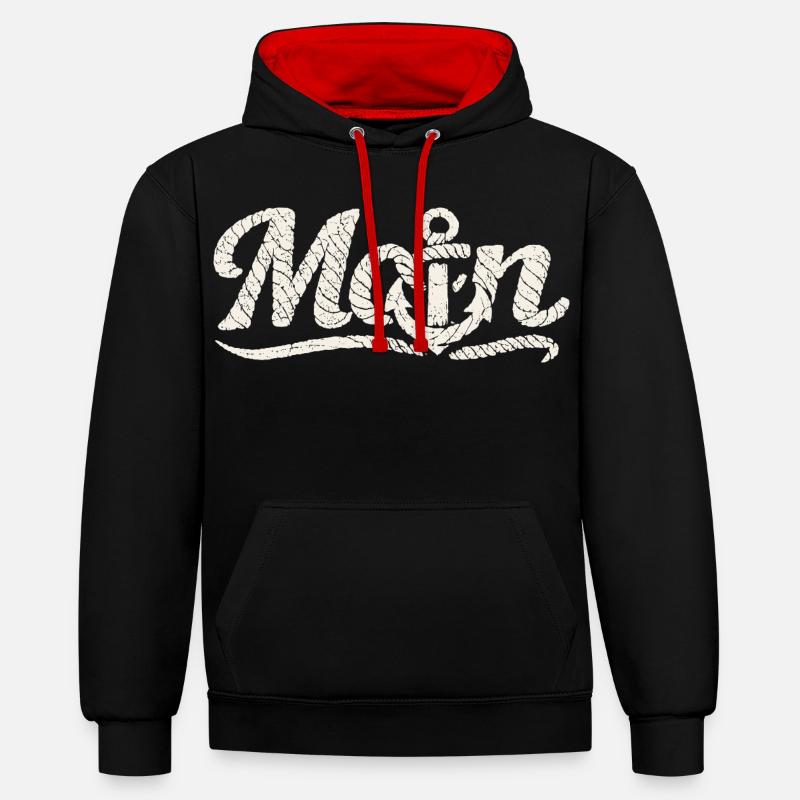 Conception côtière Moin Anchor - Sweat à capuche contrasté - noir/rouge