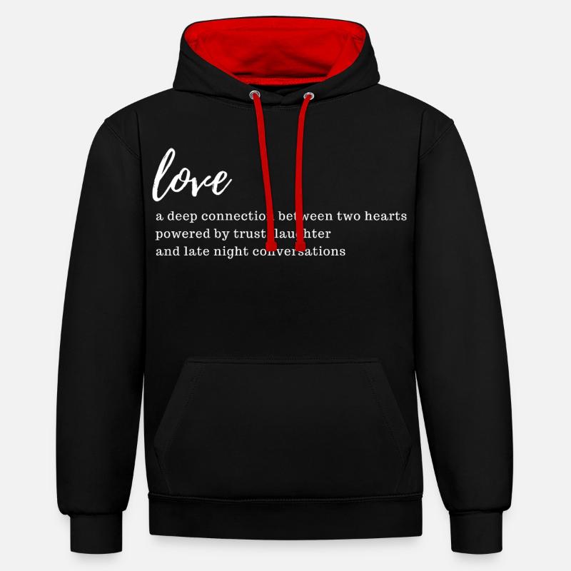 Texte d’amour Saint-Valentin - Sweat à capuche contrasté - noir/rouge