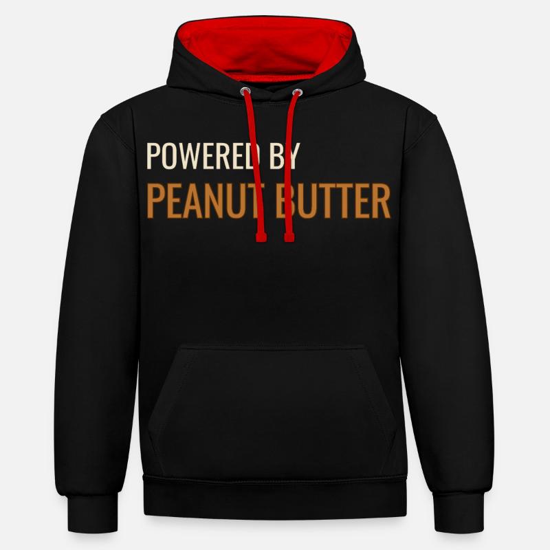 Alimenté par du beurre de cacahuète - Sweat à capuche contrasté - noir/rouge