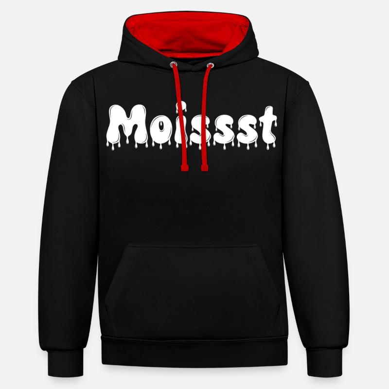 Feuchter tropfender Text - Kontrast-Hoodie - Schwarz/Rot