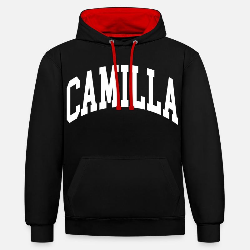 Camilla - Sweat à capuche contrasté - noir/rouge
