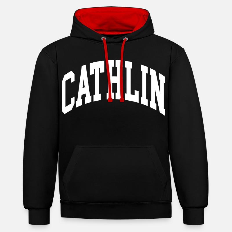 Cathlin - Sweat à capuche contrasté - noir/rouge