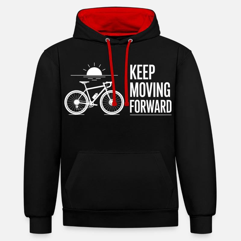 Lever du soleil à vélo - Sweat à capuche contrasté - noir/rouge