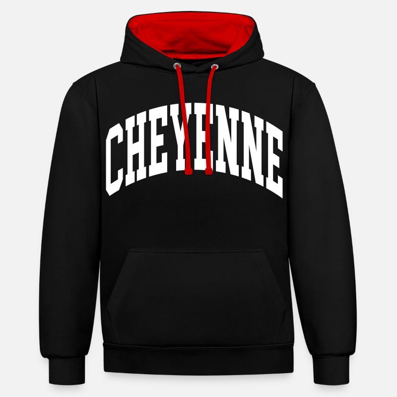 Cheyenne - Sweat à capuche contrasté - noir/rouge