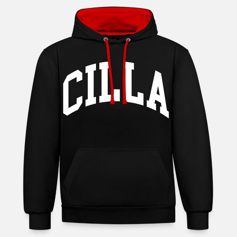 Cilla - Sweat à capuche contrasté - noir/rouge