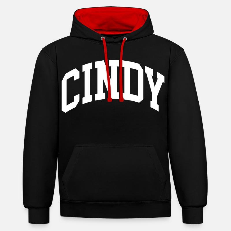 Cindy - Sweat à capuche contrasté - noir/rouge