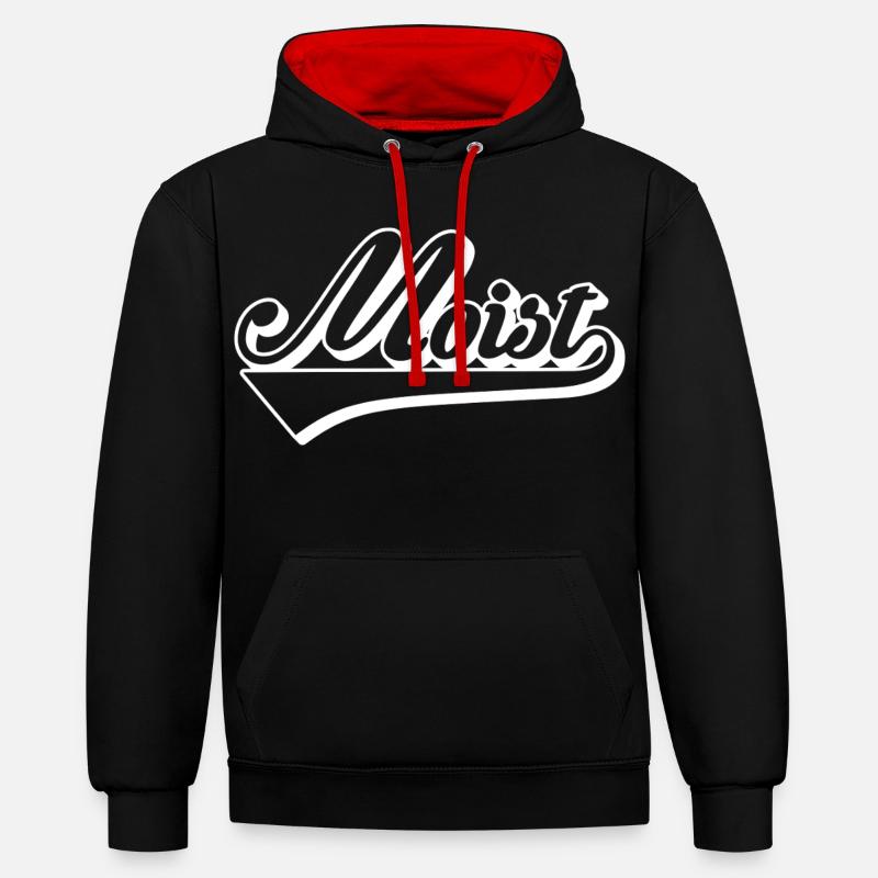 Mobiz Retro Script Logo - Contrast hoodie - black/red