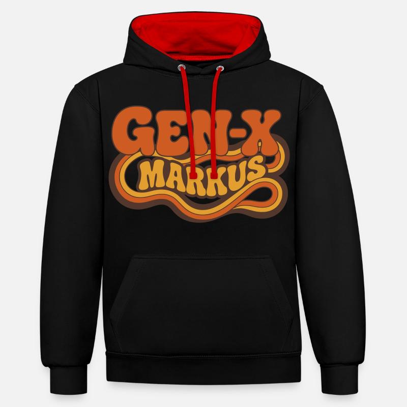 Logo rétro Gen-X Markus - Sweat à capuche contrasté - noir/rouge