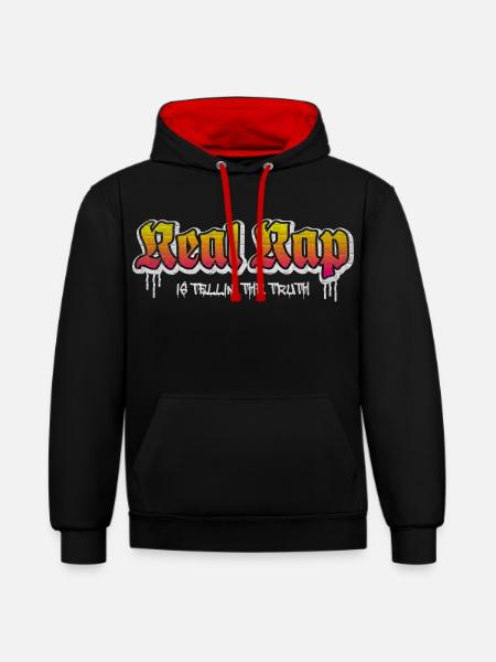 Real Rap - Kontrast-Hoodie - Schwarz/Rot