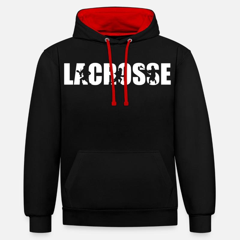 Joueurs de crosse - Sweat à capuche contrasté - noir/rouge
