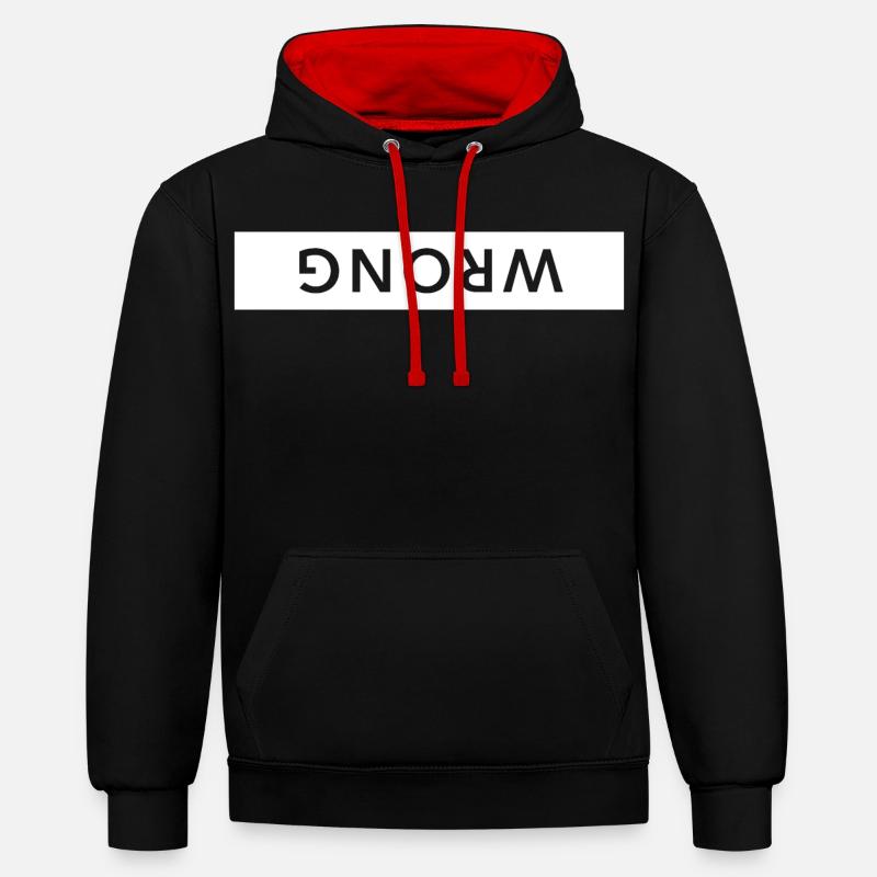 wrong upside down funny saying - Contrast hoodie - black/red