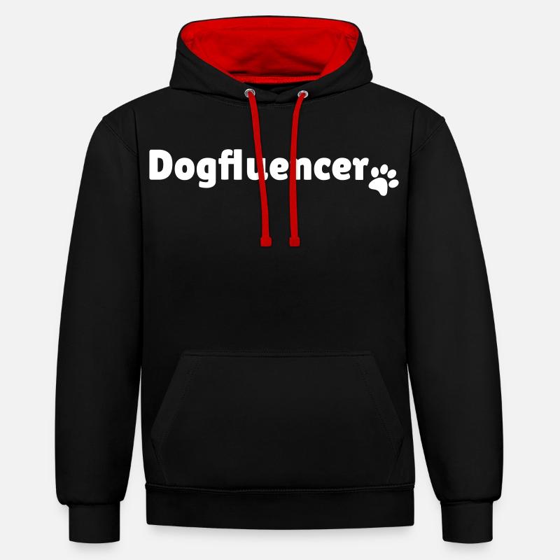Dogfluencer - Sweat à capuche contrasté - noir/rouge