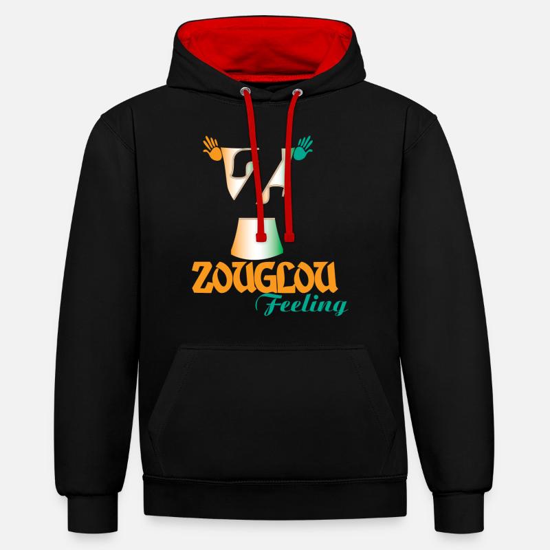 ZOUGLOU FEELING SHIRTS - Sweat à capuche contrasté - noir/rouge