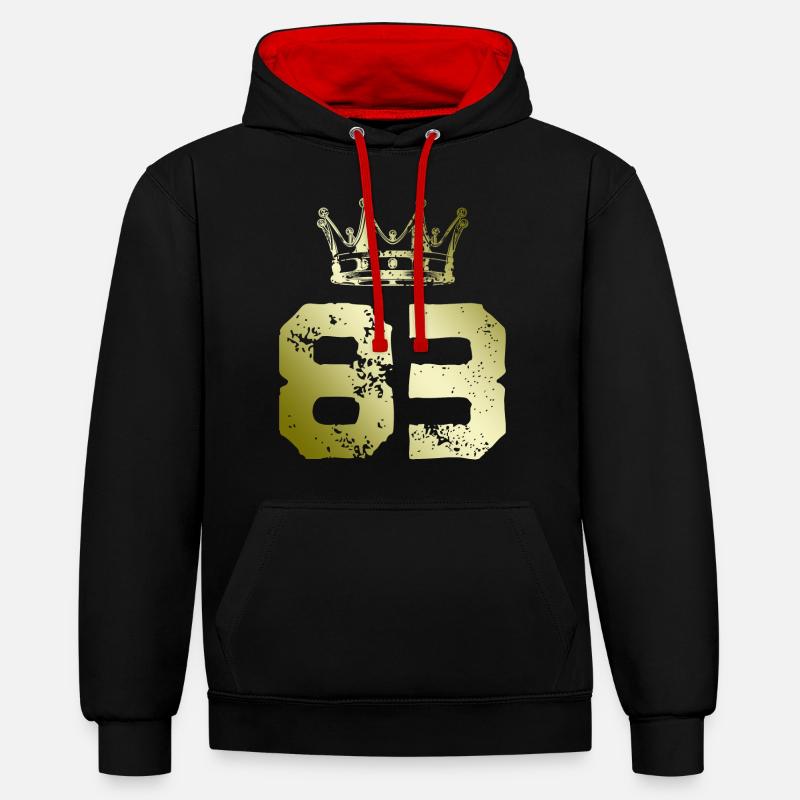 83 Couronne numérique - Sweat à capuche contrasté - noir/rouge
