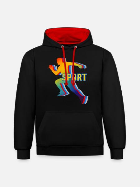 Running Rainbow Run Freizeitgeschenk - Kontrast-Hoodie - Schwarz/Rot