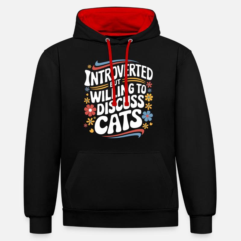 Introverti, antisocial, introverti - Sweat à capuche contrasté - noir/rouge