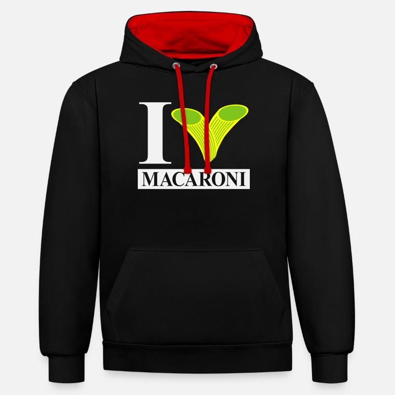 J’adore les macaronis - Sweat à capuche contrasté - noir/rouge