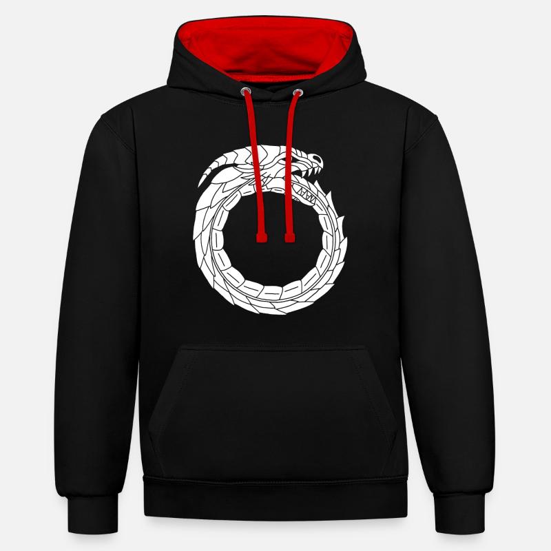 Dragon blanc dévoreur - Sweat à capuche contrasté - noir/rouge