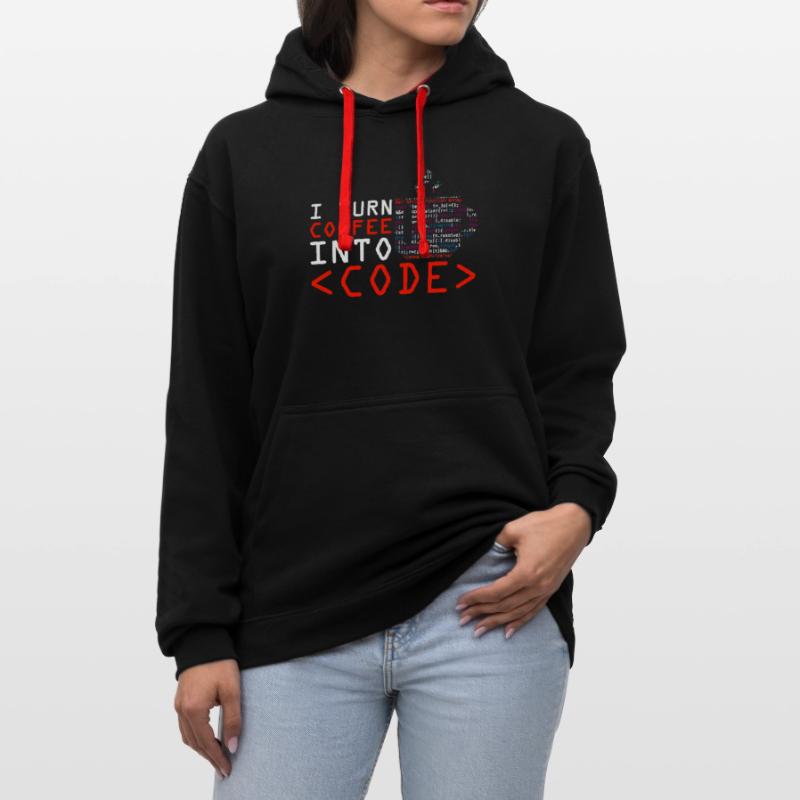 Programmers generate code from coffee Contrast hoodie