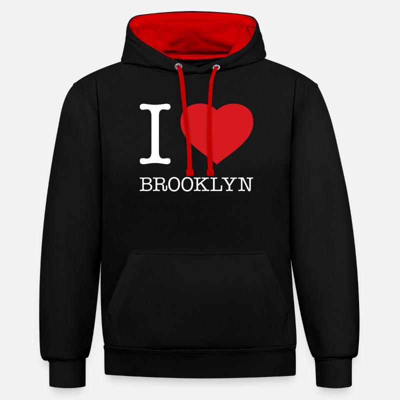 J’ADORE BROOKLYN - Sweat à capuche contrasté - noir/rouge