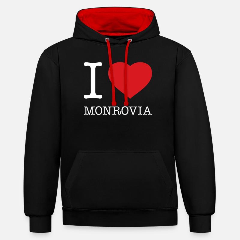 J’ADORE MONROVIA - Sweat à capuche contrasté - noir/rouge