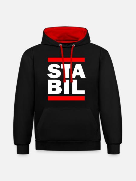STABIL - BARS - Kontrast-Hoodie - Schwarz/Rot