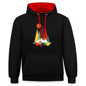 nature - Contrast hoodie - black/red - Front - Anna (173cm) & Nico (186cm)