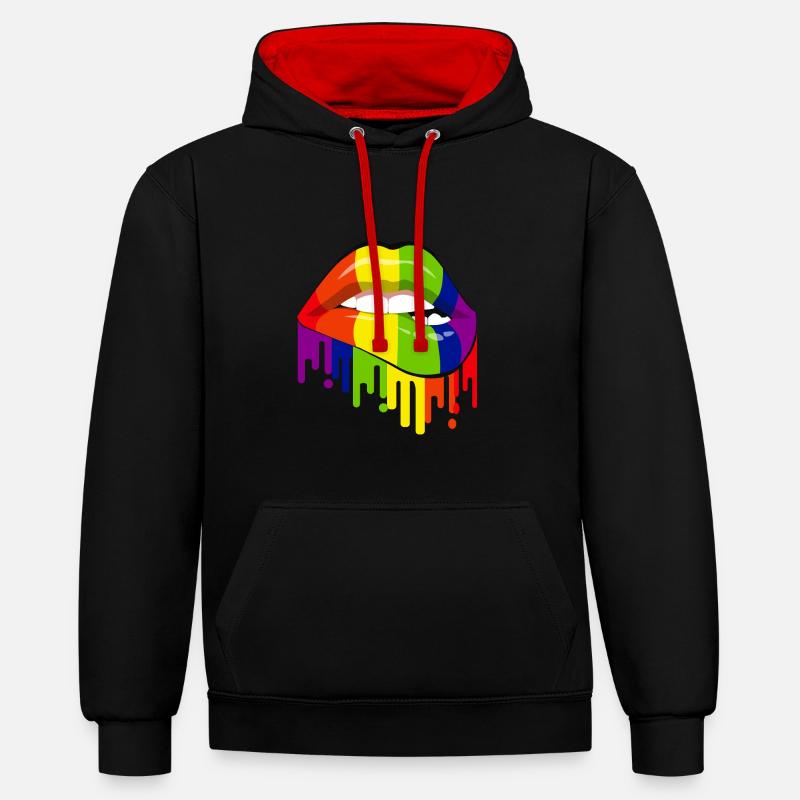 Arc-en-ciel - Sweat à capuche contrasté - noir/rouge