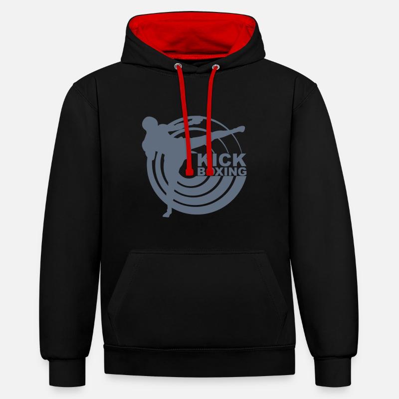 kickboxing - Sweat à capuche contrasté - noir/rouge
