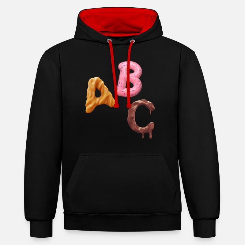 A B C - Sweat à capuche contrasté - noir/rouge