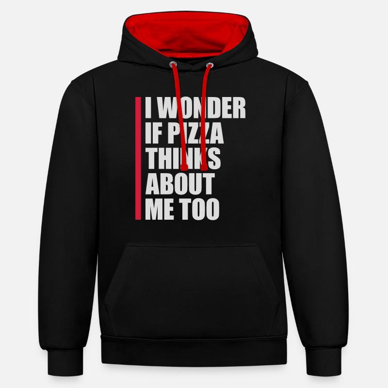 pizza thinks about me - Contrast hoodie - black/red