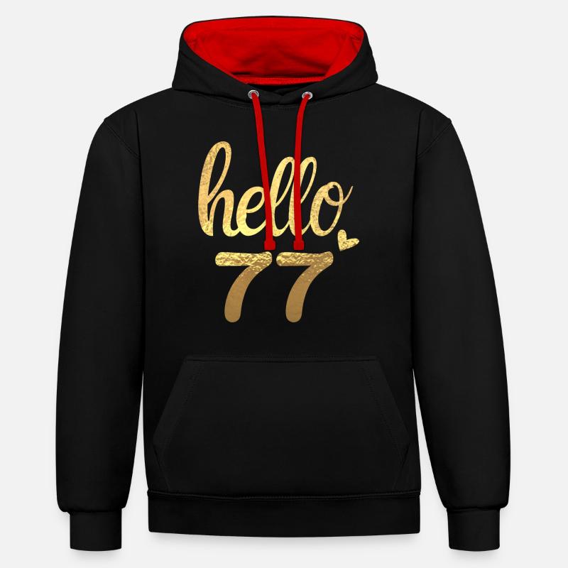 Hello 77 doré - Sweat à capuche contrasté - noir/rouge
