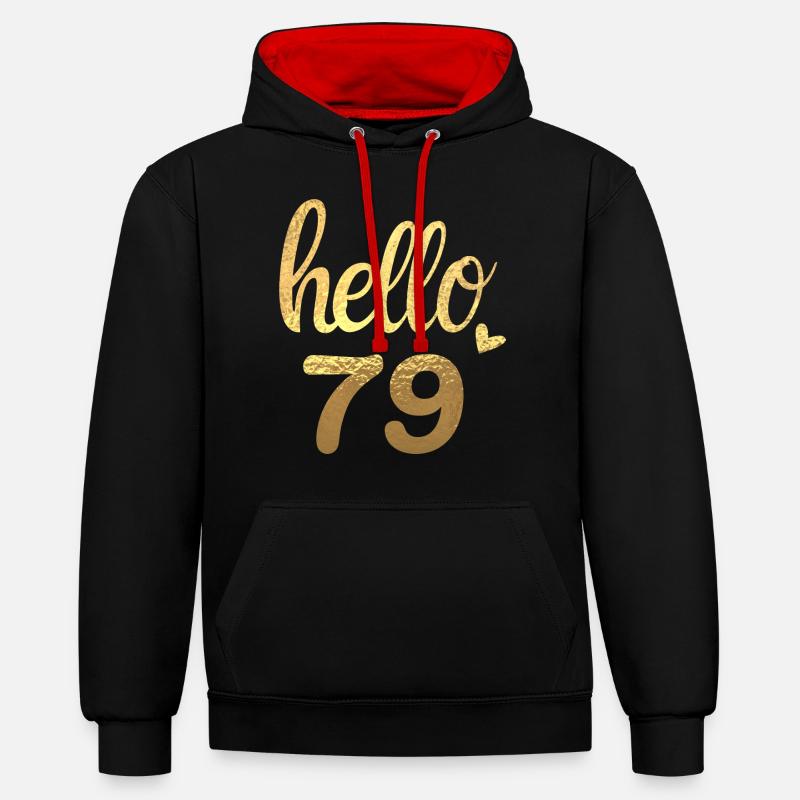 Hello 79 doré - Sweat à capuche contrasté - noir/rouge
