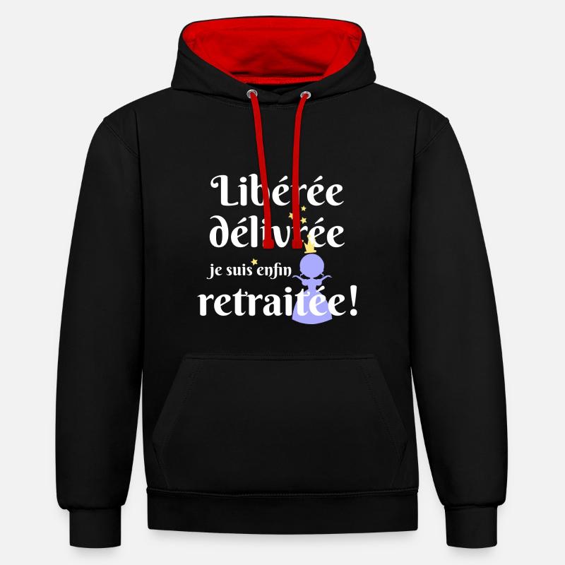 liberée - délivrée -retraitée - Sweat à capuche contrasté - noir/rouge