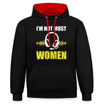 Notrufverteiler Frauen notruf verteiler - Kontrast-Hoodie - Schwarz/Rot - Vorne - Anna (173cm) & Nico (186cm)