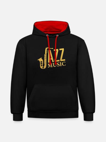 Jazz music - Contrast hoodie - black/red