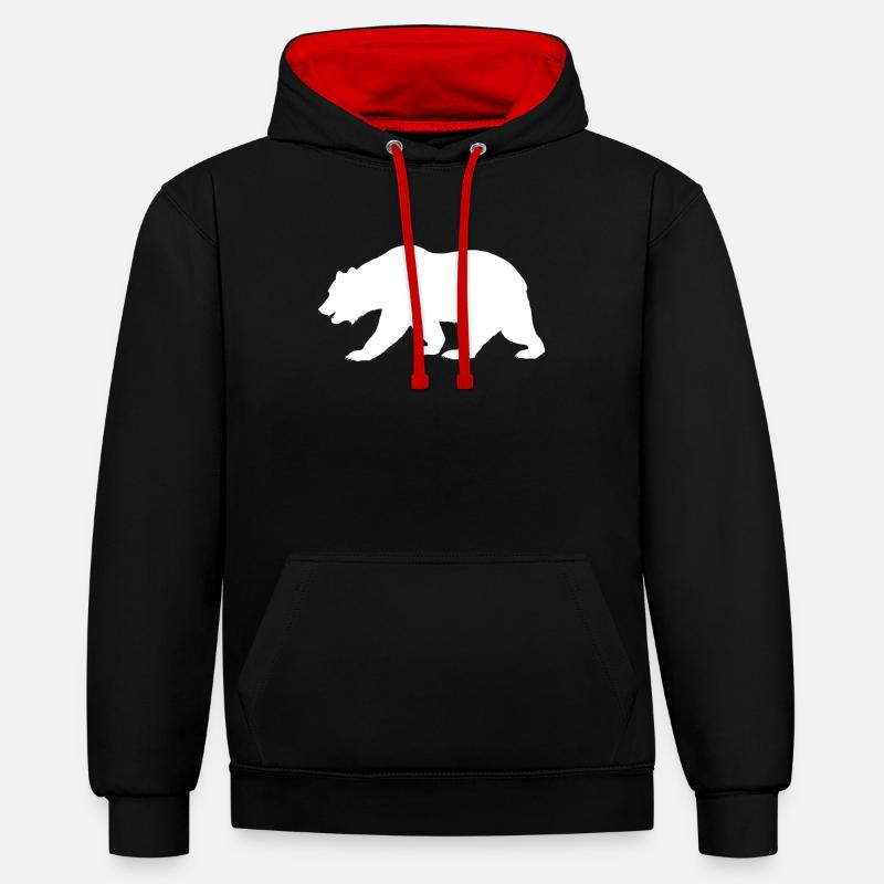 Ours silhouette - Sweat à capuche contrasté - noir/rouge