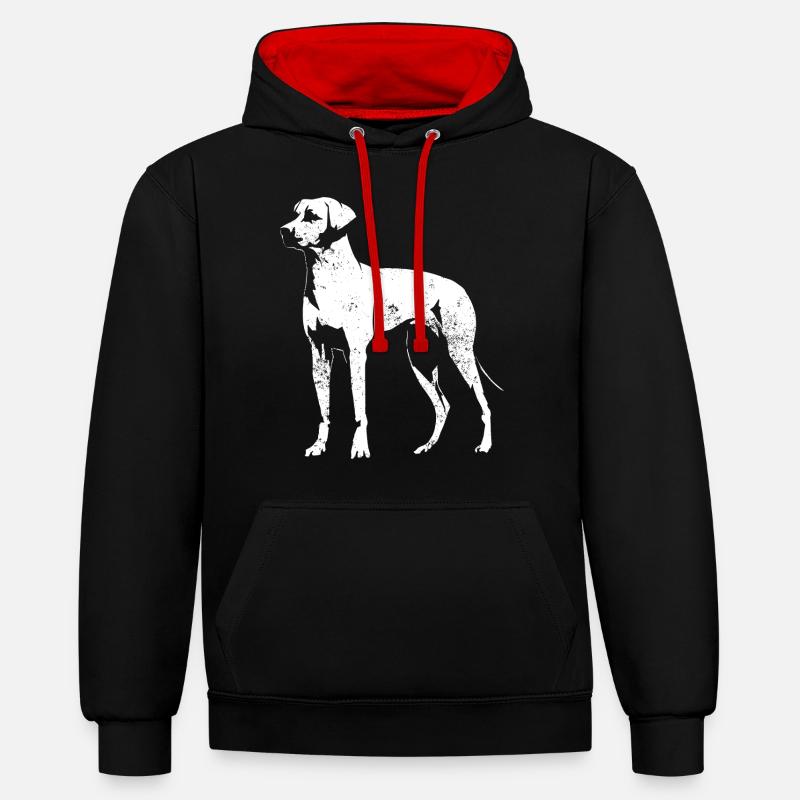 Rhodesian Ridgeback - Sweat à capuche contrasté - noir/rouge