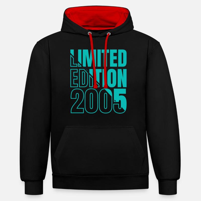 2005 Édition Limitée Anniversaire - Sweat à capuche contrasté - noir/rouge