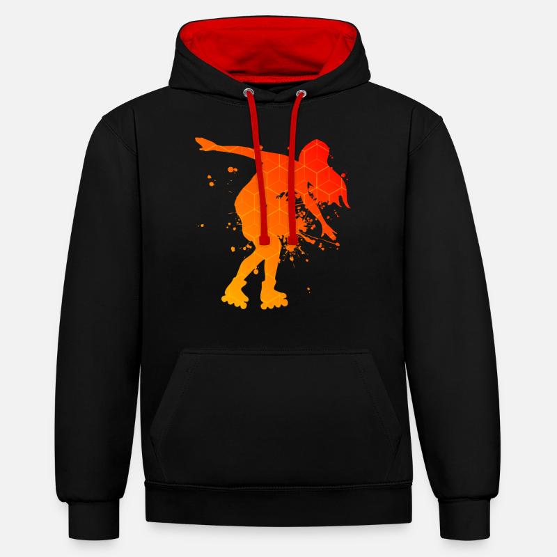 Rollerskate Rollschuh Herren Rollerskaten - Kontrast-Hoodie - Schwarz/Rot