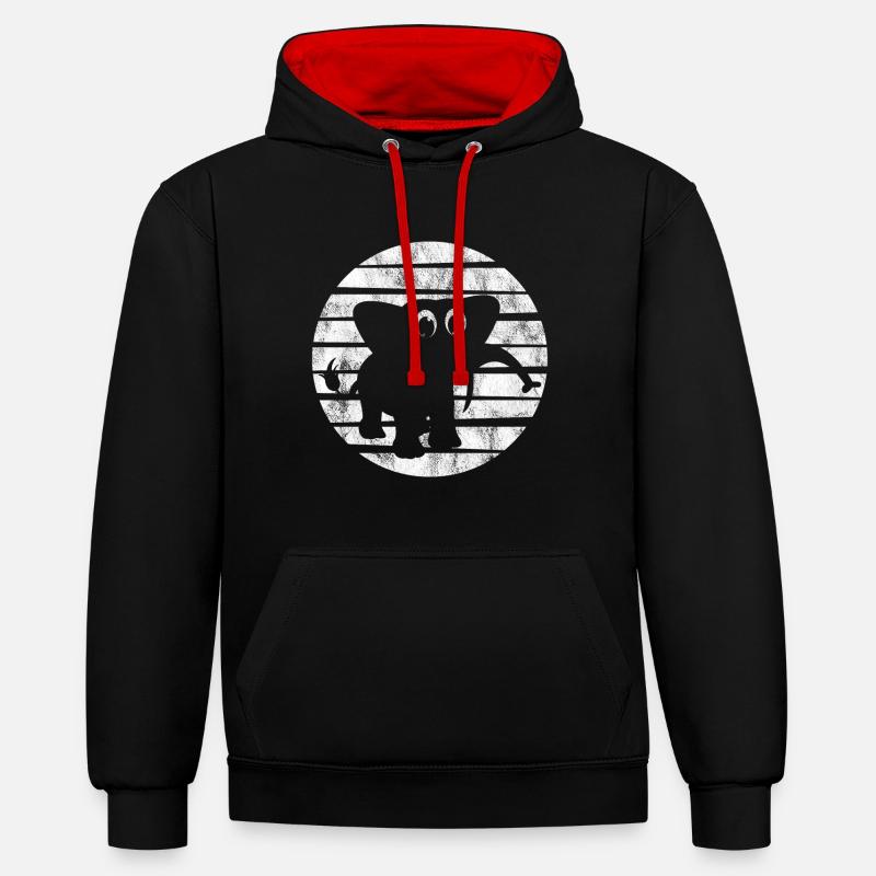 Eléphant éléphant pour enfants - Sweat à capuche contrasté - noir/rouge