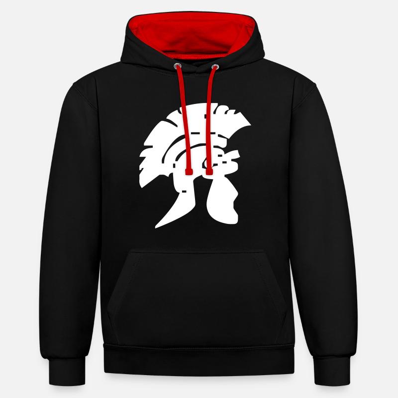 Casque Romain - Design - Sweat à capuche contrasté - noir/rouge